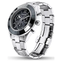 Octea lux sport watch, Swiss Made, Metal bracelet, Black, Stainless steel by SWAROVSKI