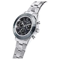 Octea lux sport watch, Swiss Made, Metal bracelet, Black, Stainless steel by SWAROVSKI
