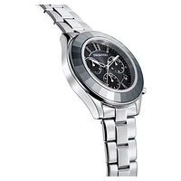 Octea lux sport watch, Swiss Made, Metal bracelet, Black, Stainless steel by SWAROVSKI