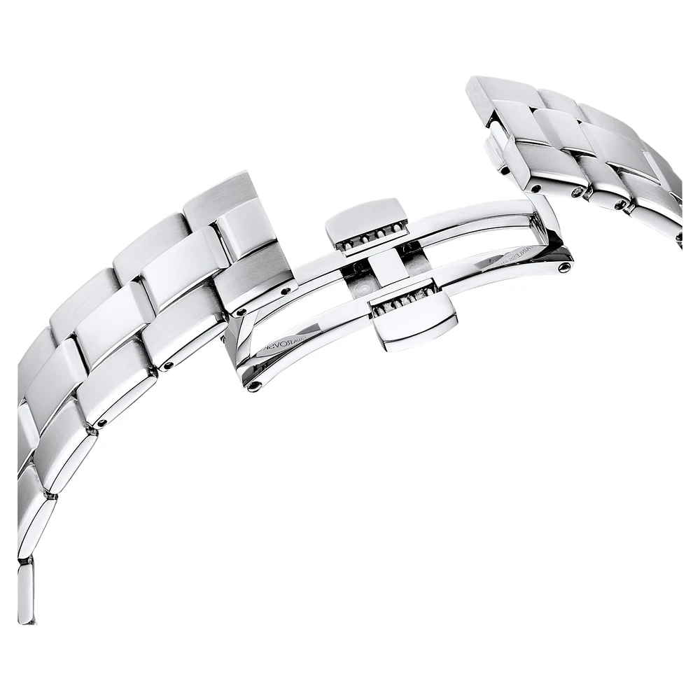 Octea lux sport watch, Swiss Made, Metal bracelet, Black, Stainless steel by SWAROVSKI