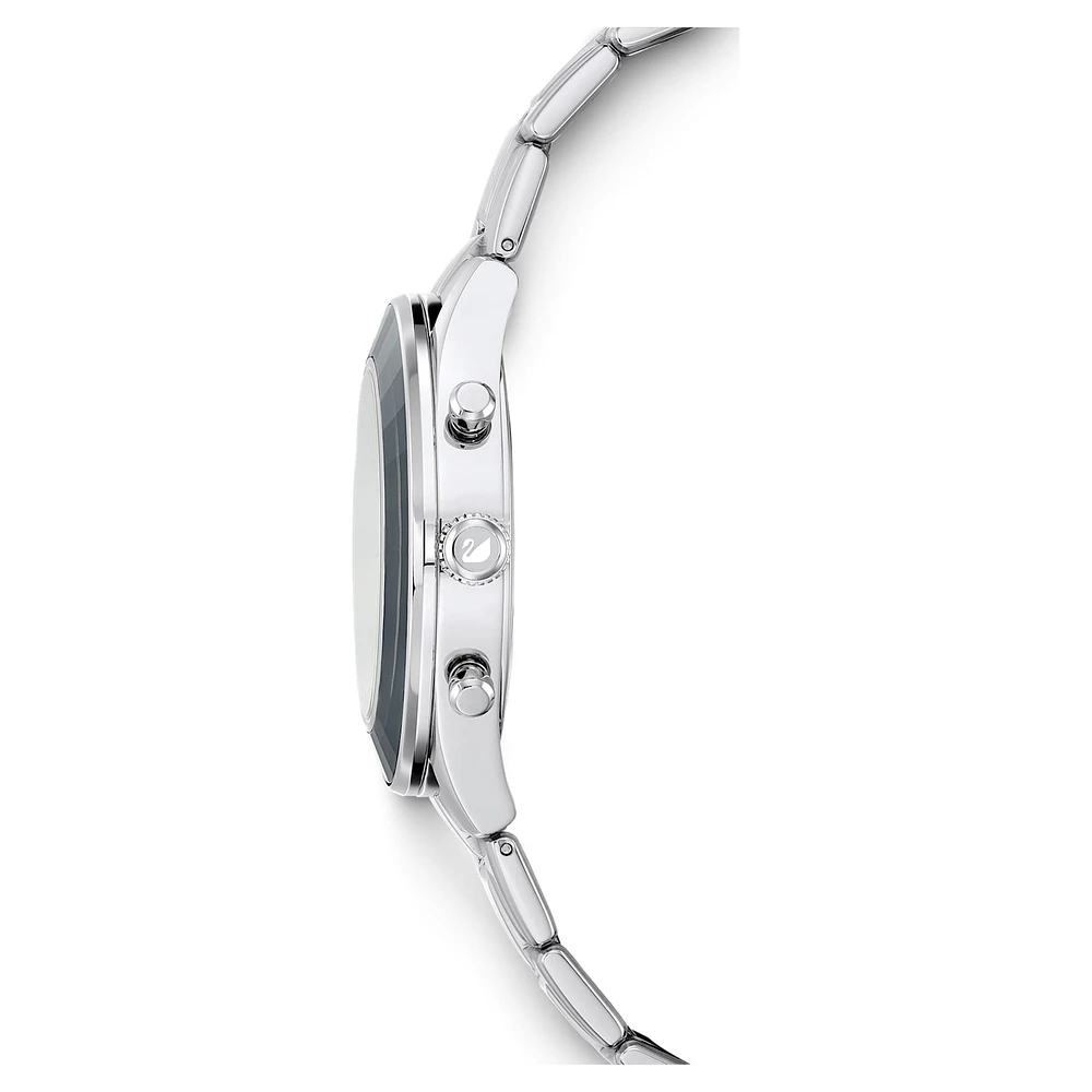 Octea lux sport watch, Swiss Made, Metal bracelet, Black, Stainless steel by SWAROVSKI