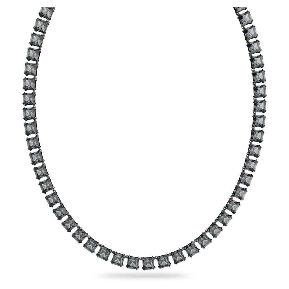 Millenia necklace, Square cut, Grey, Ruthenium plated by SWAROVSKI