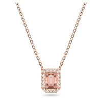 Una necklace, Octagon cut, Pink, Rose gold-tone plated by SWAROVSKI