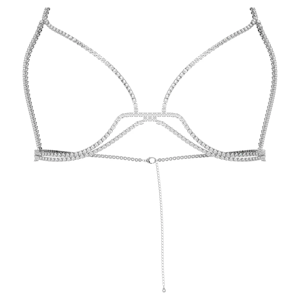 Millenia body chain, Round cut, White, Rhodium plated by SWAROVSKI