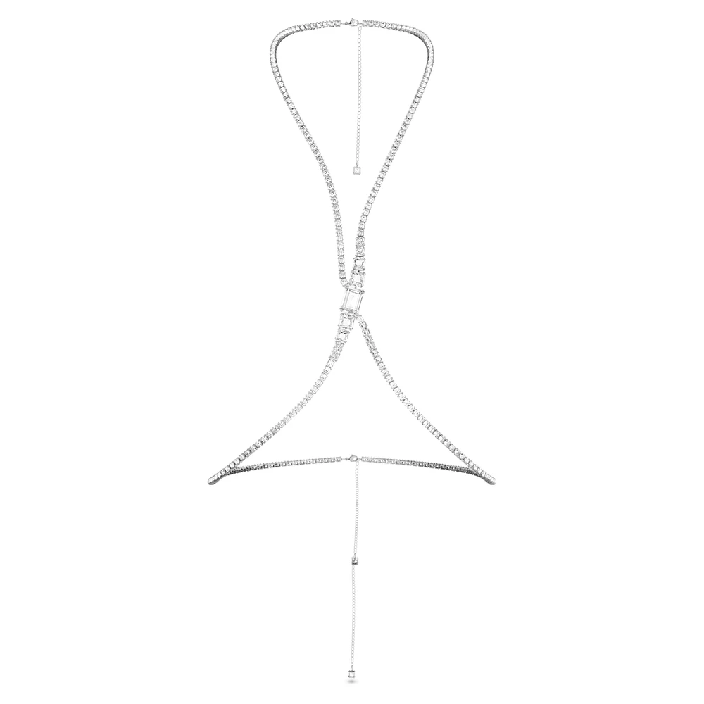 Millenia body chain, Square cut, White, Rhodium plated by SWAROVSKI