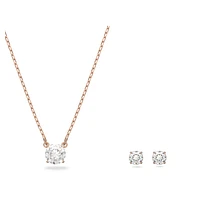 Attract set, Round cut, White, Rose gold-tone plated by SWAROVSKI