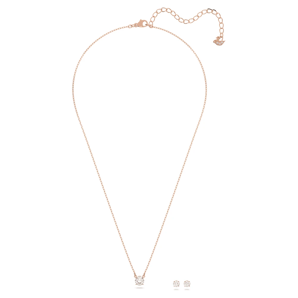 Attract set, Round cut, White, Rose gold-tone plated by SWAROVSKI