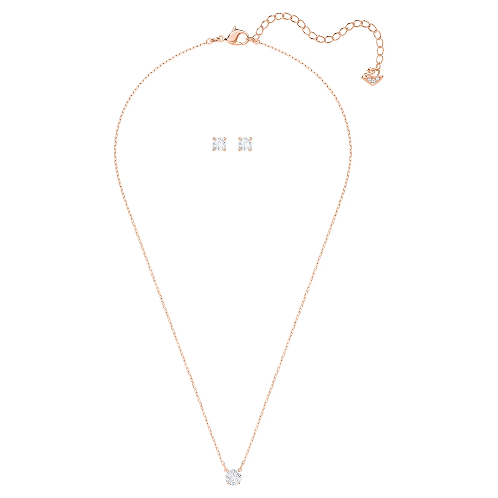Attract set, Round cut, White, Rose gold-tone plated by SWAROVSKI