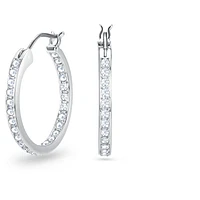 Sommerset hoop earrings, White, Rhodium plated by SWAROVSKI