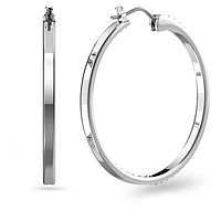 Sommerset hoop earrings, White, Rhodium plated by SWAROVSKI