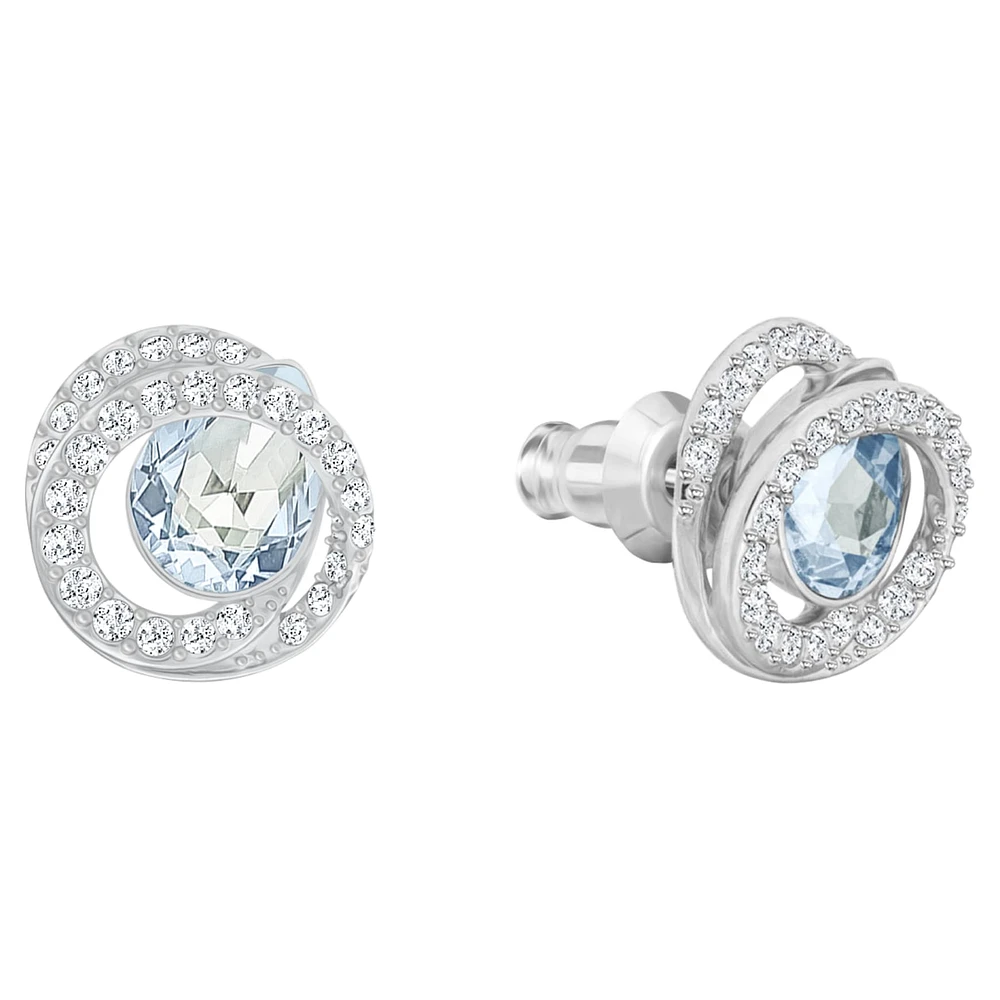 Generation stud earrings, Pear shape, Blue, Rhodium plated by SWAROVSKI