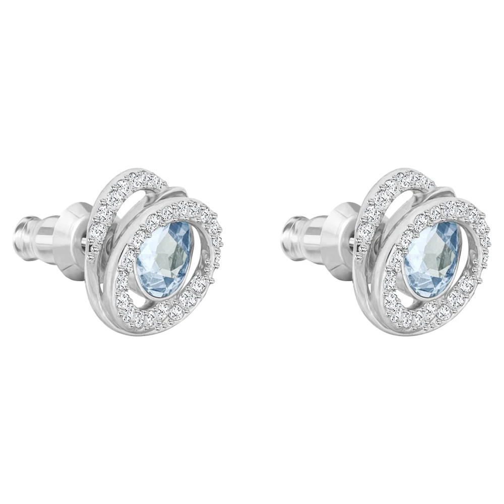 Generation stud earrings, Pear shape, Blue, Rhodium plated by SWAROVSKI
