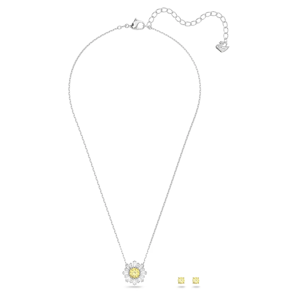 Idyllia set, Mixed cuts, Sun, Yellow, Mixed metal finish by SWAROVSKI