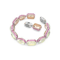 Chroma Tennis bracelet, Magnetic closure, Mixed cuts, Multicoloured, Rhodium plated by SWAROVSKI