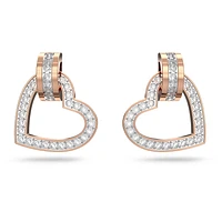 Lovely stud earrings, Heart, White, Rose gold-tone plated by SWAROVSKI