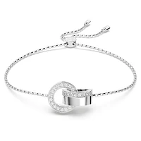 Hollow bracelet, Interlocking loop, White, Rhodium plated by SWAROVSKI