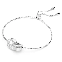 Hollow bracelet, Interlocking loop, White, Rhodium plated by SWAROVSKI