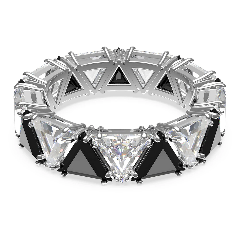 Ortyx cocktail ring, Triangle cut, Black, Rhodium plated by SWAROVSKI