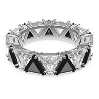 Ortyx cocktail ring, Triangle cut, Black, Rhodium plated by SWAROVSKI