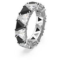 Ortyx cocktail ring, Triangle cut, Black, Rhodium plated by SWAROVSKI