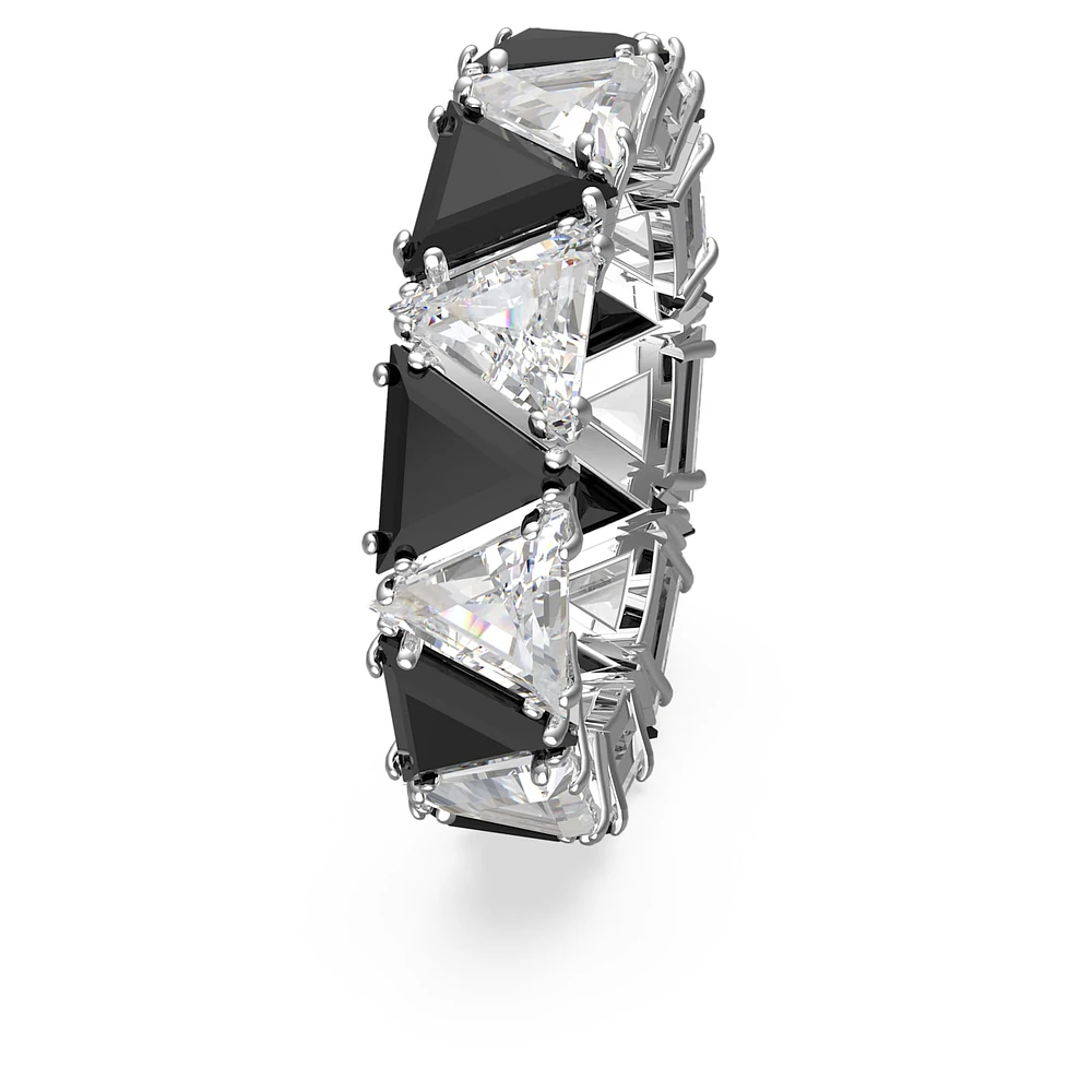 Ortyx cocktail ring, Triangle cut, Black, Rhodium plated by SWAROVSKI