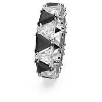 Ortyx cocktail ring, Triangle cut, Black, Rhodium plated by SWAROVSKI