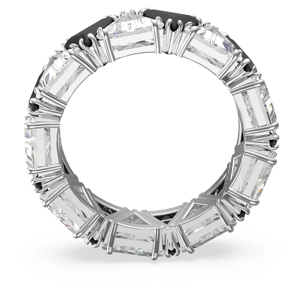 Ortyx cocktail ring, Triangle cut, Black, Rhodium plated by SWAROVSKI