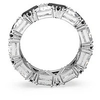 Ortyx cocktail ring, Triangle cut, Black, Rhodium plated by SWAROVSKI