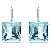 Millenia drop earrings, Square cut, Blue, Rhodium plated by SWAROVSKI