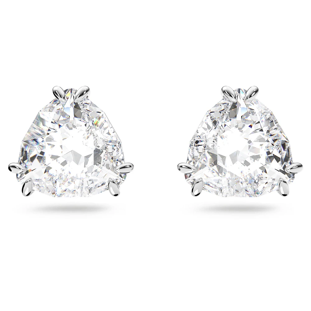 Millenia stud earrings, Trilliant cut, White, Rhodium plated by SWAROVSKI