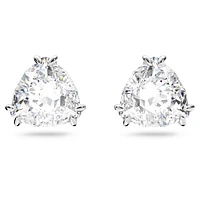 Millenia stud earrings, Trilliant cut, White, Rhodium plated by SWAROVSKI