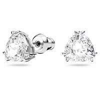 Millenia stud earrings, Trilliant cut, White, Rhodium plated by SWAROVSKI