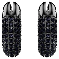 Dextera hoop earrings, Small, Black, Ruthenium plated by SWAROVSKI
