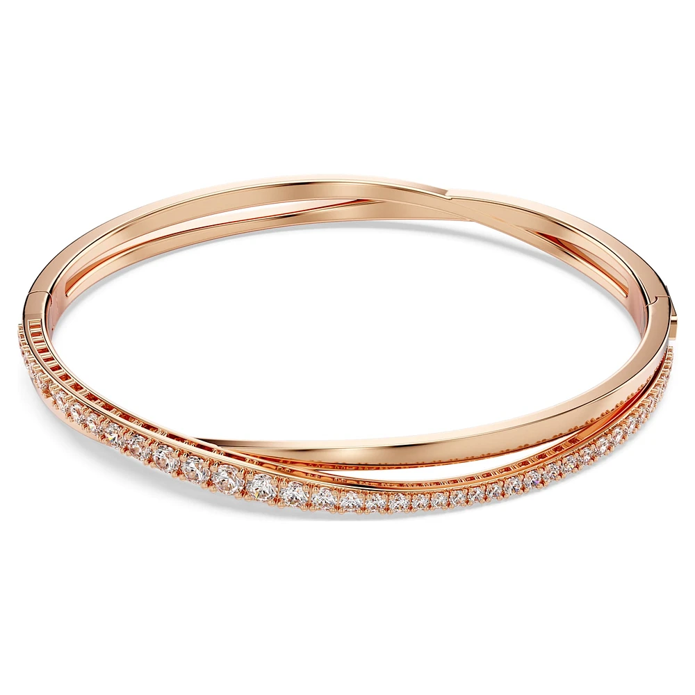 Twist bracelet, White, Rose gold-tone plated by SWAROVSKI