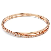 Twist bracelet, White, Rose gold-tone plated by SWAROVSKI