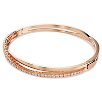 Twist bracelet, White, Rose gold-tone plated by SWAROVSKI