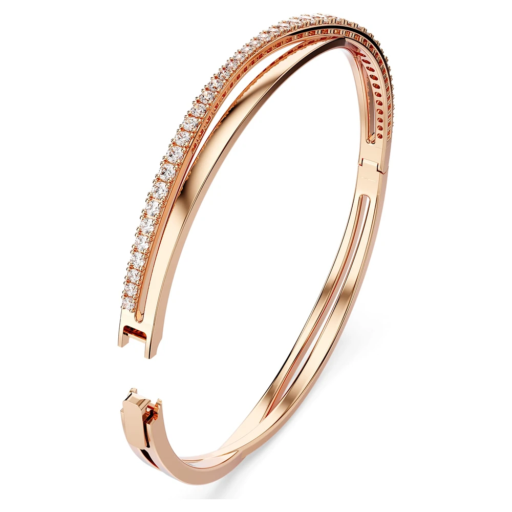 Twist bracelet, White, Rose gold-tone plated by SWAROVSKI