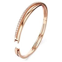 Twist bracelet, White, Rose gold-tone plated by SWAROVSKI