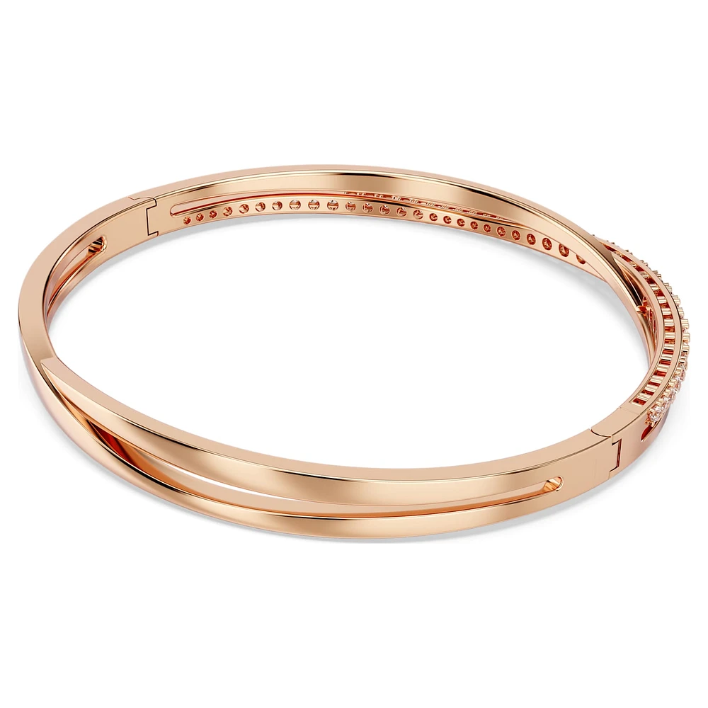 Twist bracelet, White, Rose gold-tone plated by SWAROVSKI