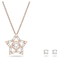Stella set, Mixed cuts, Star, White, Rose gold-tone plated by SWAROVSKI