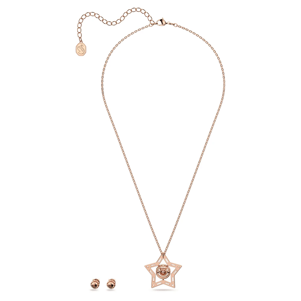 Stella set, Mixed cuts, Star, White, Rose gold-tone plated by SWAROVSKI
