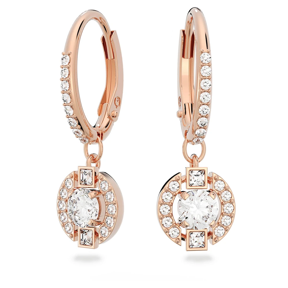 Swarovski Sparkling Dance drop earrings, Round cut, Pavé, White, Rose gold-tone plated by SWAROVSKI