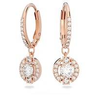 Swarovski Sparkling Dance drop earrings, Round cut, Pavé, White, Rose gold-tone plated by SWAROVSKI