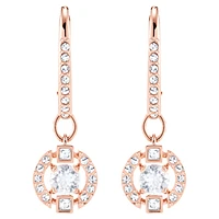 Swarovski Sparkling Dance drop earrings, Round cut, Pavé, White, Rose gold-tone plated by SWAROVSKI