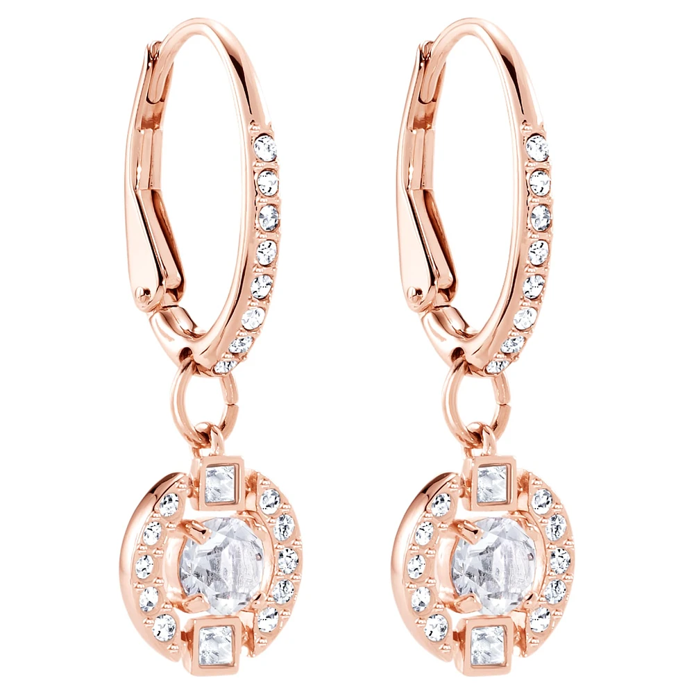 Swarovski Sparkling Dance drop earrings, Round cut, Pavé, White, Rose gold-tone plated by SWAROVSKI