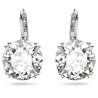 Millenia drop earrings, Round cut, White, Rhodium plated by SWAROVSKI