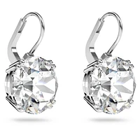 Millenia drop earrings, Round cut, White, Rhodium plated by SWAROVSKI