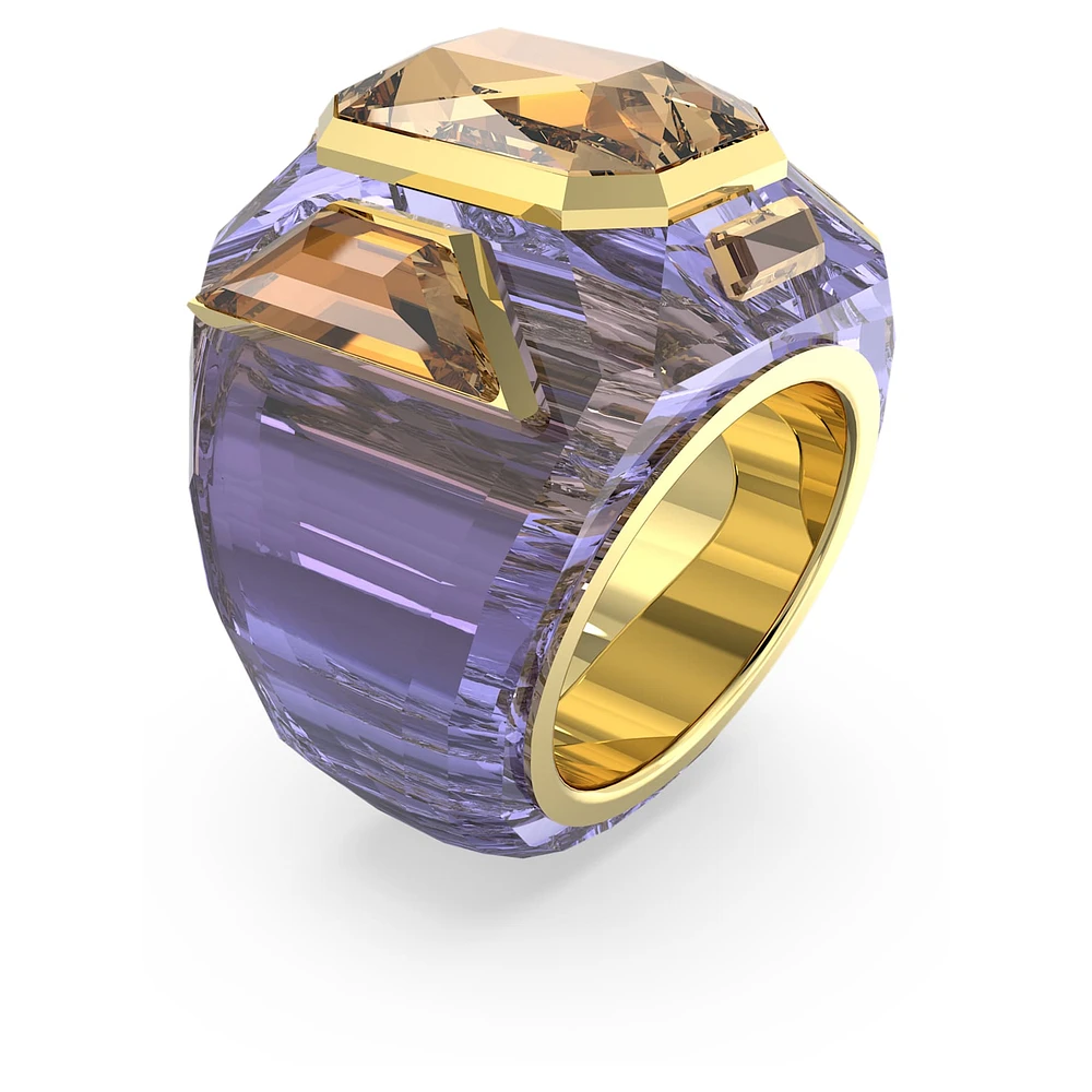 Chroma cocktail ring, Purple, Gold-tone plated by SWAROVSKI