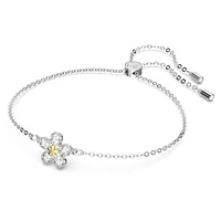 Tough bracelet, Flower, White, Mixed metal finish by SWAROVSKI