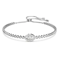 Subtle bracelet, Evil eye, White, Rhodium plated by SWAROVSKI